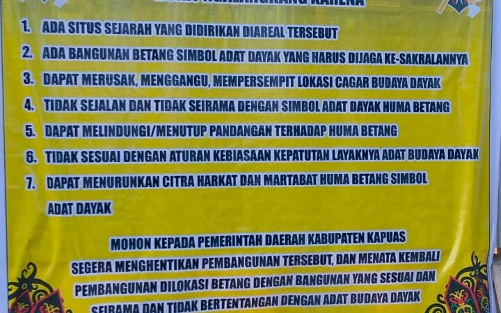 Ini Alasan Kapakat Dayak Kapuas Ajukan Protes Toko Kawasan Betang Bukit Ngalangkang.