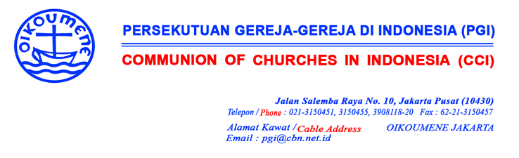 Persekutuan Gereja-gereja di Indonesia (PGI) : Dialog dan Penegakan Hukum Berbasis HAM Merupakan Satu-Satunya Jalan Mengakhiri Kekerasan Bersenjata di Papua