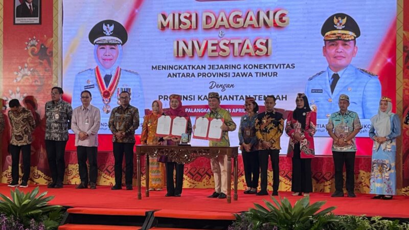 Perkuat Misi Dagang Kalteng-Jatim Kedua Gubernur Tandatangani MoU.