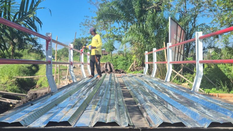 Pembangunan Jembatan Garuda Lanjut Pengecatan Pagar