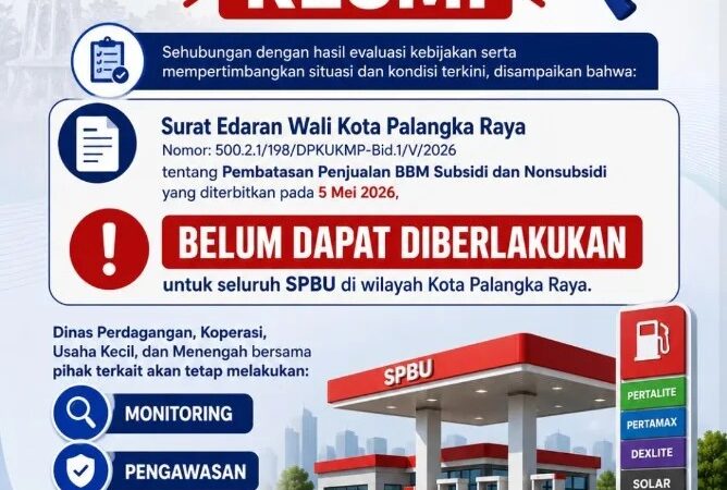 Walikota Palangka Raya Umumkan Pembatasan Penjualan BBM Belum Diberlalukan.