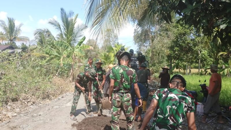 Satgas TMMD dan Warga Berjibaku, Jalan Desa Tamban Bangun Terus Berbenah