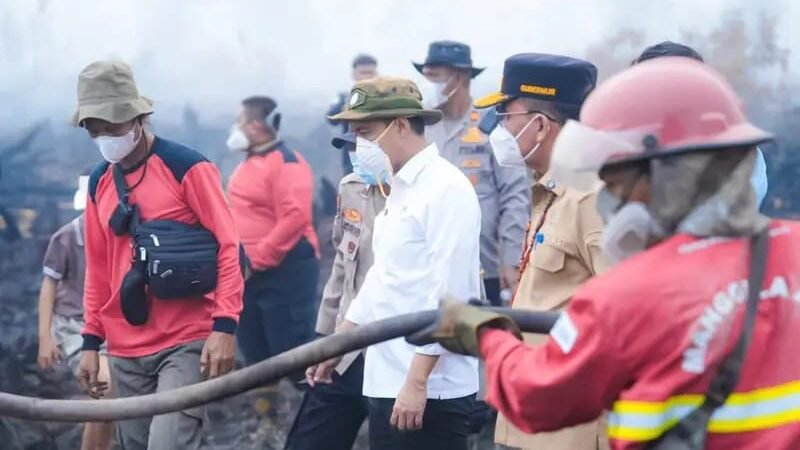 Gubernur Dampingi Menhut Tinjau Kebakaran Lahan Petuk Katimpun.