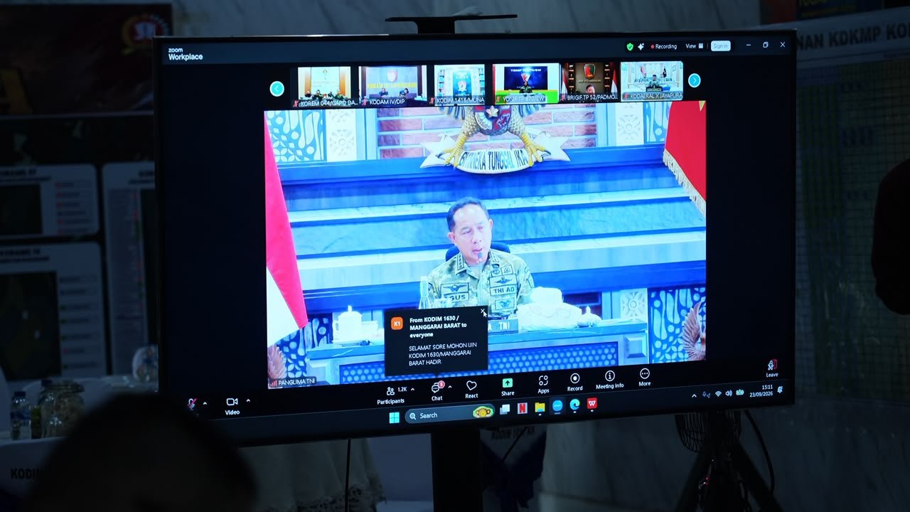 Pangdam XXII/Tambun Bungai Ikuti Vidcon Pembentukan Unit/Kompi Produksi Dipimpin Panglima TNI
