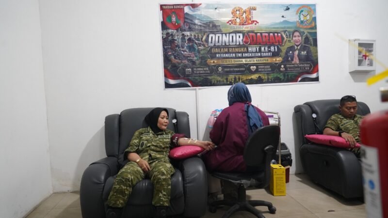 KUDAM XXII/TB PERINGATI HUT KEUANGAN TNI AD DENGAN GELAR AKSI DONOR DARAH